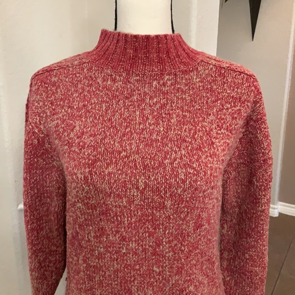 Aigle rare red & tan marled thick knit mock neckline sweater Size L - Picture 4 of 17